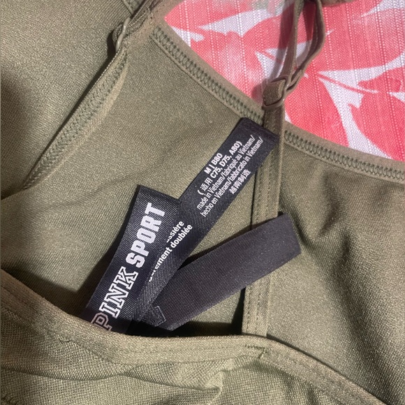 PINK Women’s Olive Green Victoria Secret Sports Bra Size Medium - Picture 3 of 5
